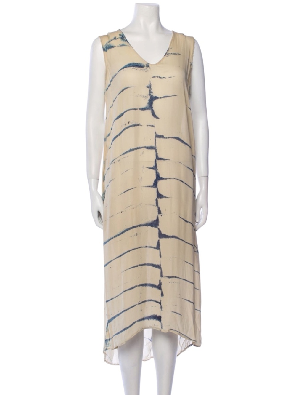 Raquel Allegra Silk Tie Dye Band Stripe Midi Dress Size S